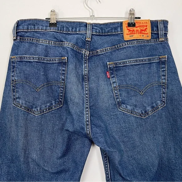 Levi's Men's 505 Classic Straight Blue‎ Jeans Size 34 X 32 - Picture 6 of 16